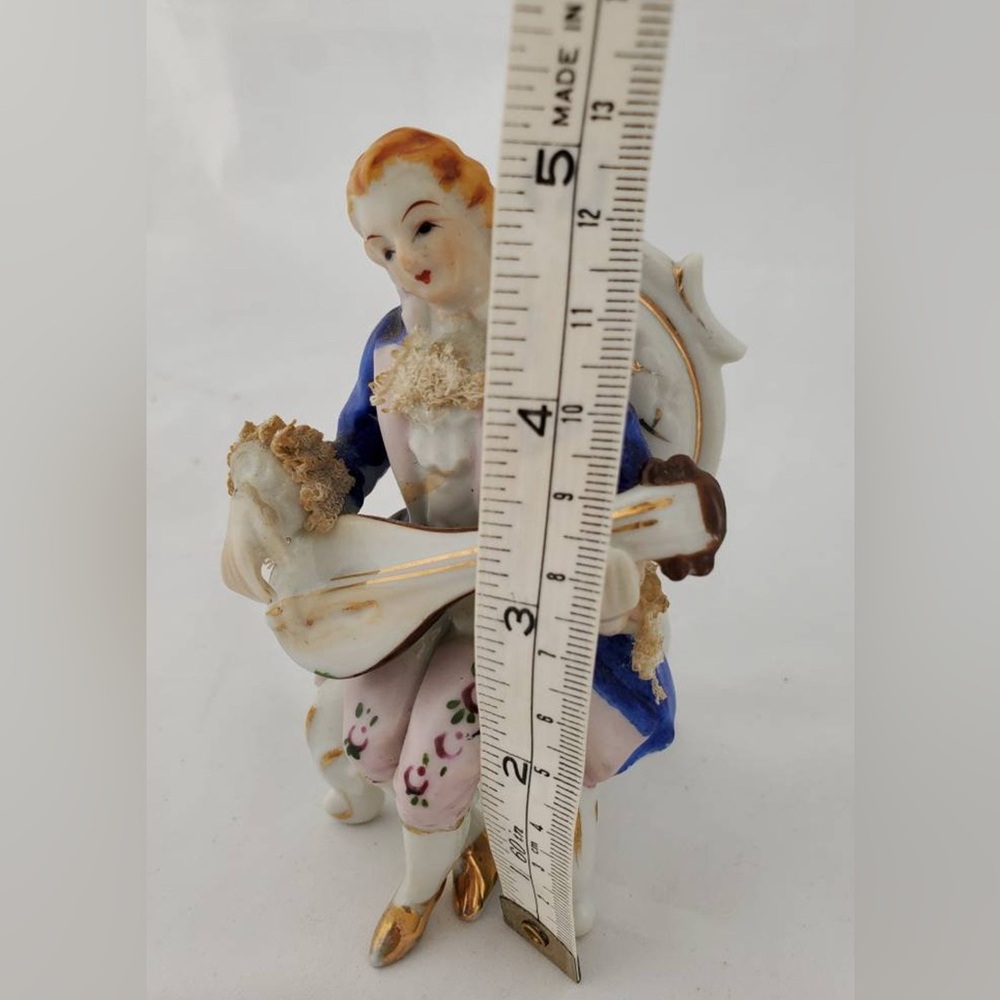 Vintage Dresden Reproduction Victorian Man Playing Qatar Porcelain - Picture 2 of 13